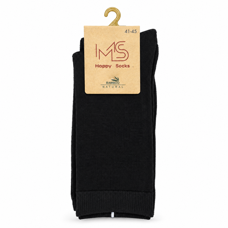 შავი ბამბუკის გრძელი წინდა MS ეტიკეტით — MS Bamboo Natural, ზომა 41-45