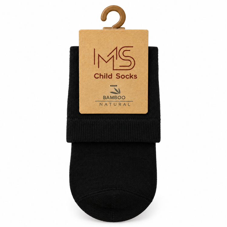 შავი ბამბუკის საბავშვო წინდები MS ეტიკეტით — MS Bamboo Kids