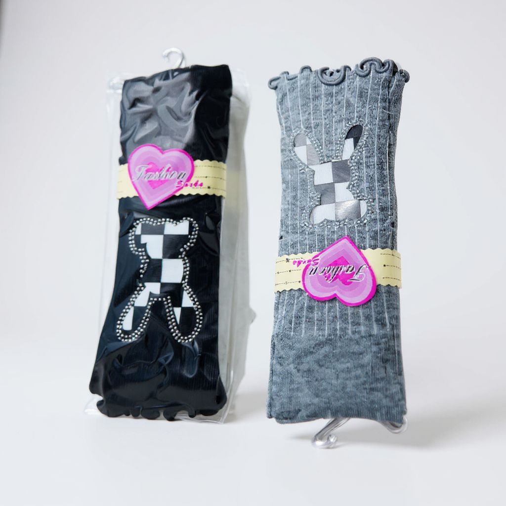 Trendy Checkerboard Bunny Socks
